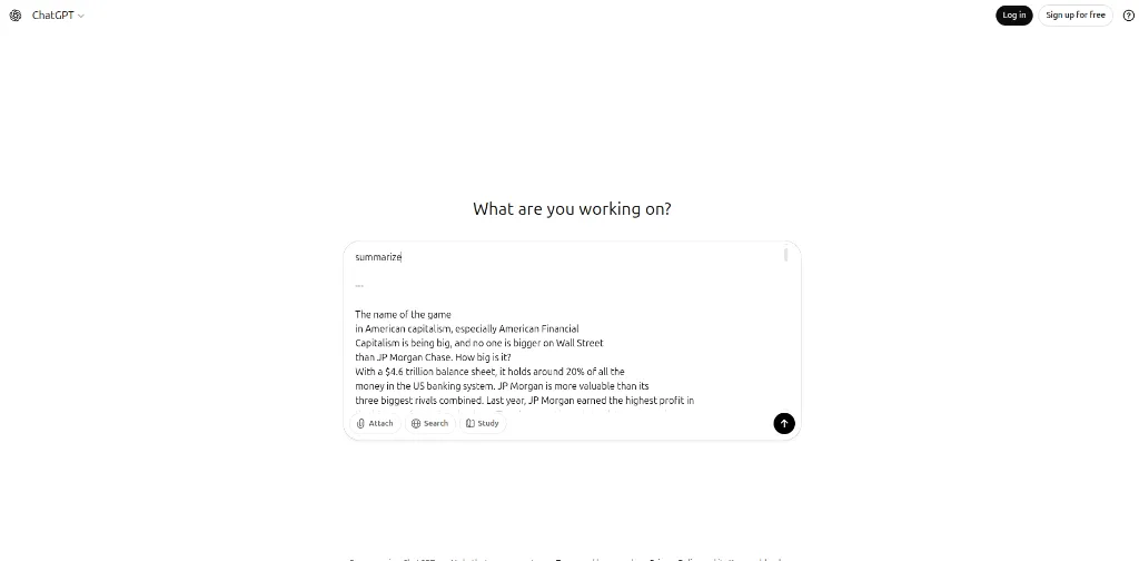 ChatGPT summary of YouTube video